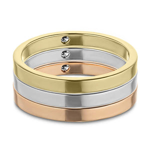  set Fashion band with a 0.02ct Lab-Grown Diamond in recycled 10K rose gold 10K yellow gold and 10K white