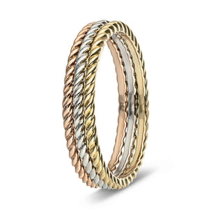  Stackable rope style ring recycled 10K rose gold 10k yellow gold 10k white gold