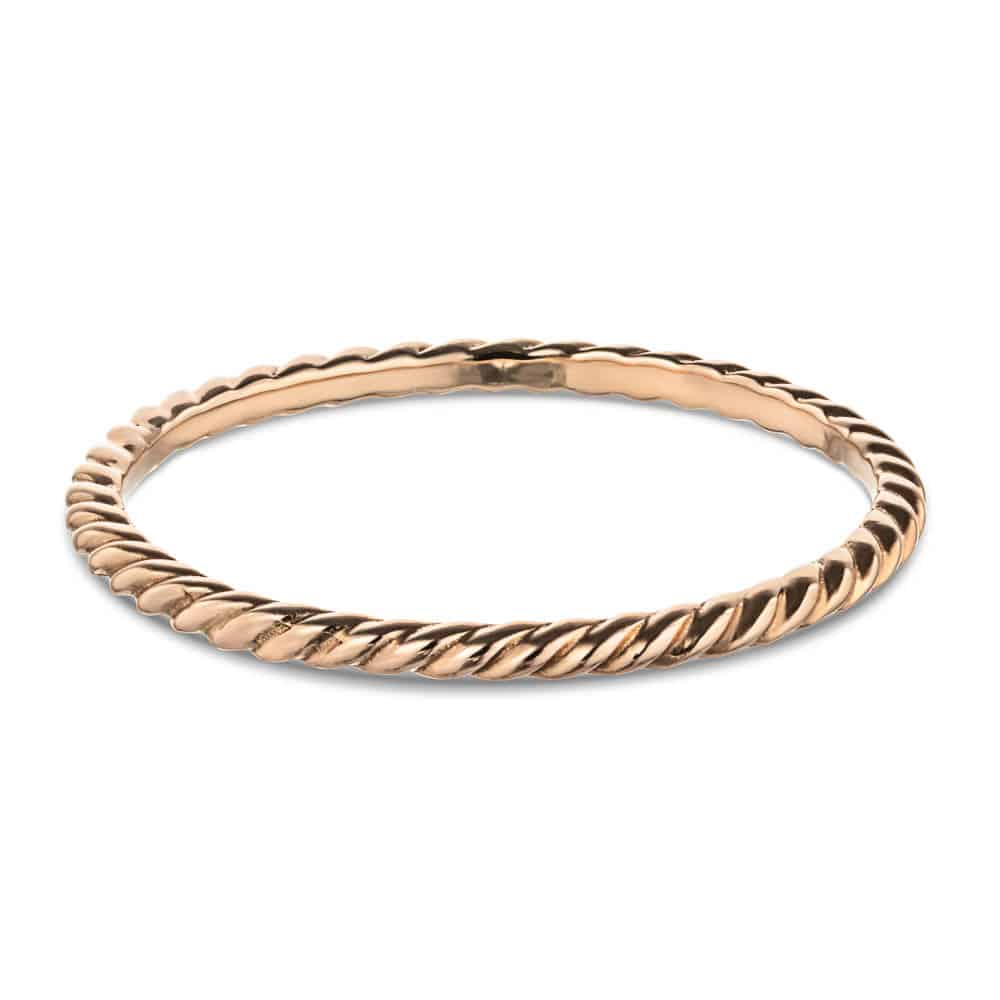 Stackable Skinny Rope Ring in recycled 10K rose gold 