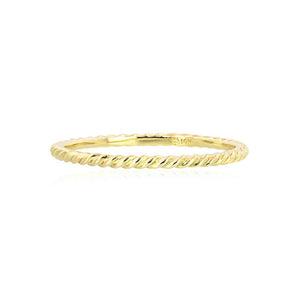  Stackable rope style ring in recycled 10k yellow gold