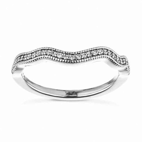 Freya 1/8 ctw Round Lab Grown Diamond Milgrain Channel Curved Band