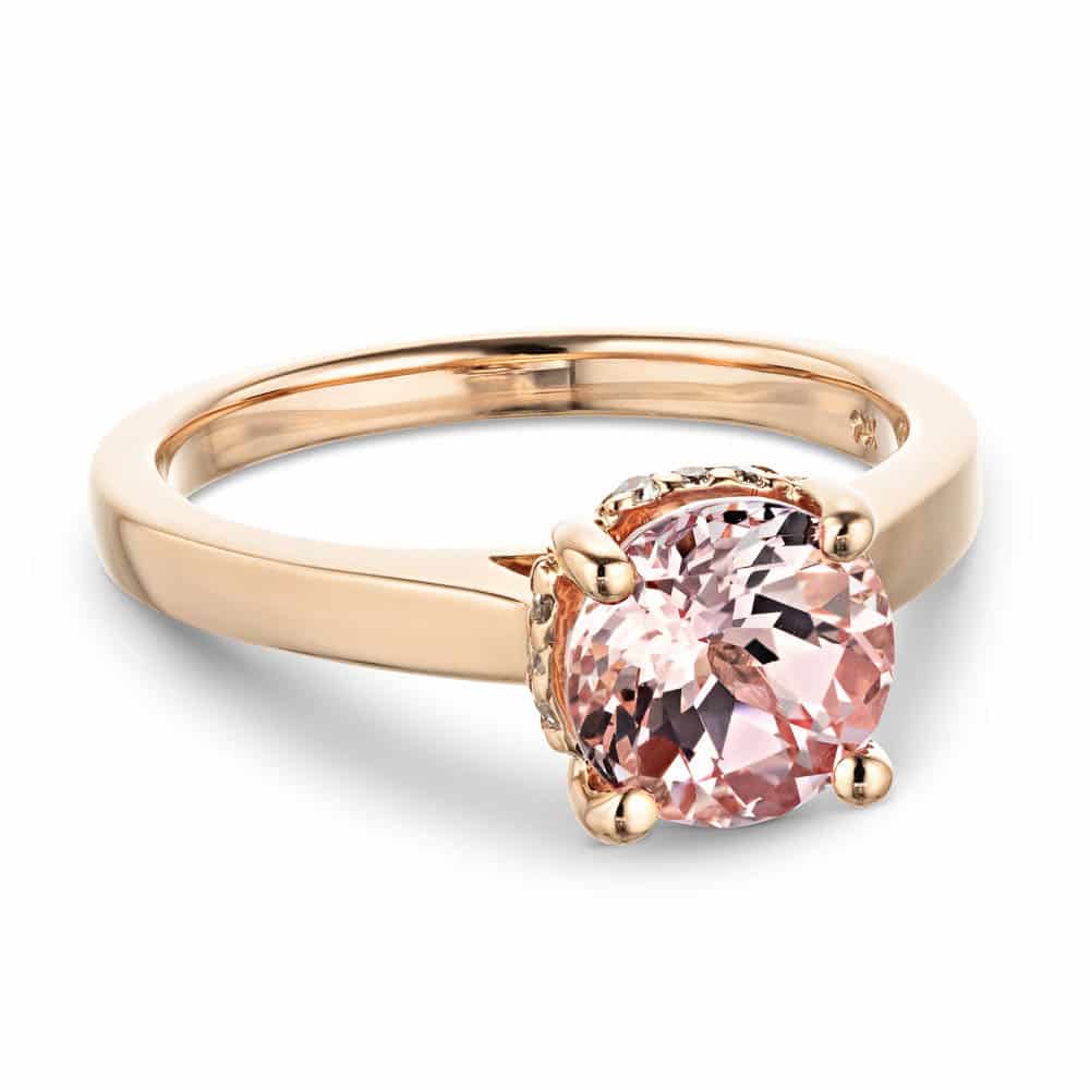 Shown with 2ct Round Cut Lab Created Pink Sapphire in 14k Rose Gold