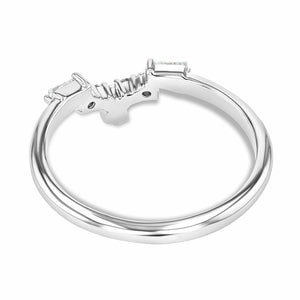 sunset lab grown diamond accented contour wedding band shown in 14k white gold metal