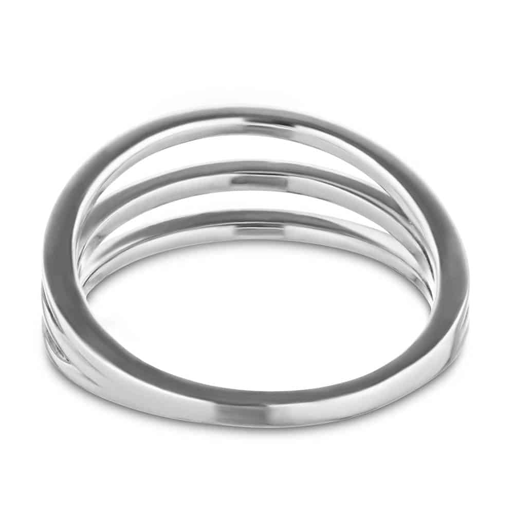 Three row ring design in recycled 14K white gold 