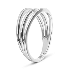  fashion ring Three row ring design recycled 14K white gold