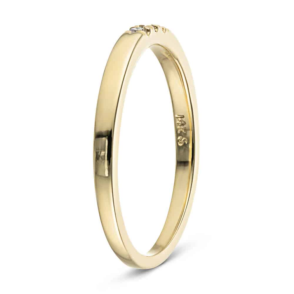Three Stone French-Set Band set with 0.04ctw lab-grown diamonds shown in recycled 10K yellow gold 