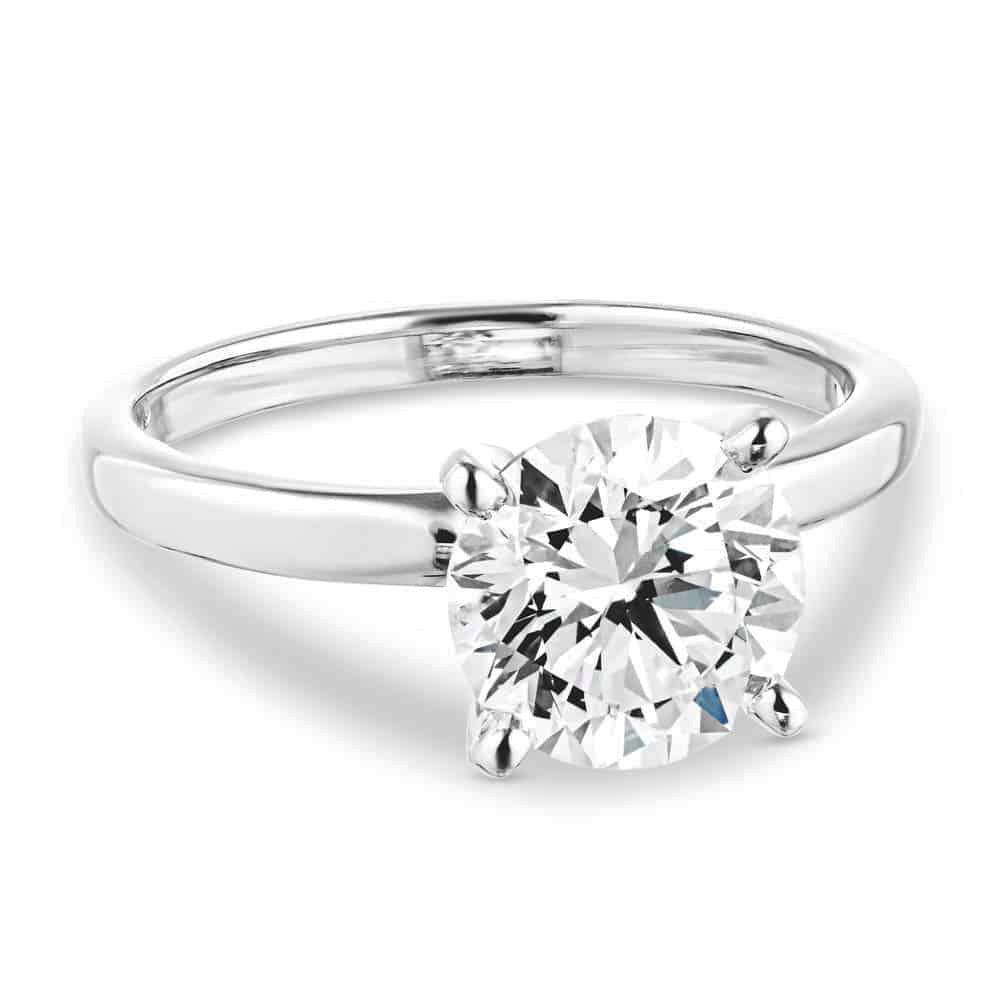 Traditional Solitaire Engagement Ring Plain Lab Grown Diamond Colorless RD 2Ct WG Product Web