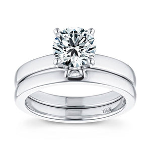  solitaire wedding set Shown with a 2.0ct Emerald cut Lab-Grown Diamond in recycled 14K white gold