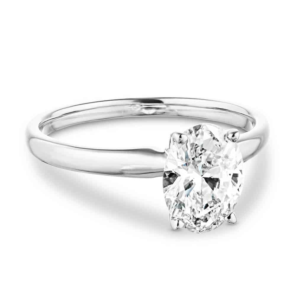 Shown with a 2.0ct Oval cut Lab-Grown Diamond in recycled 14K white gold 