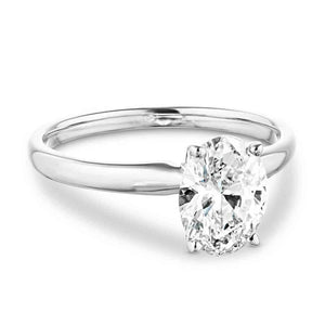  solitaire engagement ring Shown with a 2.0ct Oval cut Lab-Grown Diamond in recycled 14K white gold