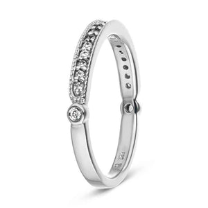  Tulle diamond accented wedding band filigree detailing recycled 14K white gold