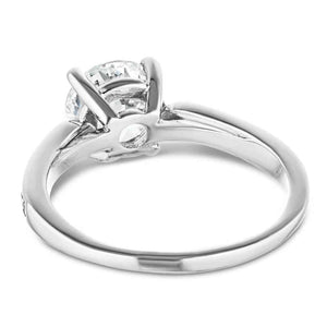  engagement ring Shown with a 1.0ct Round cut Lab-Grown Diamond with accenting diamonds on the band in recycled 14K white gold