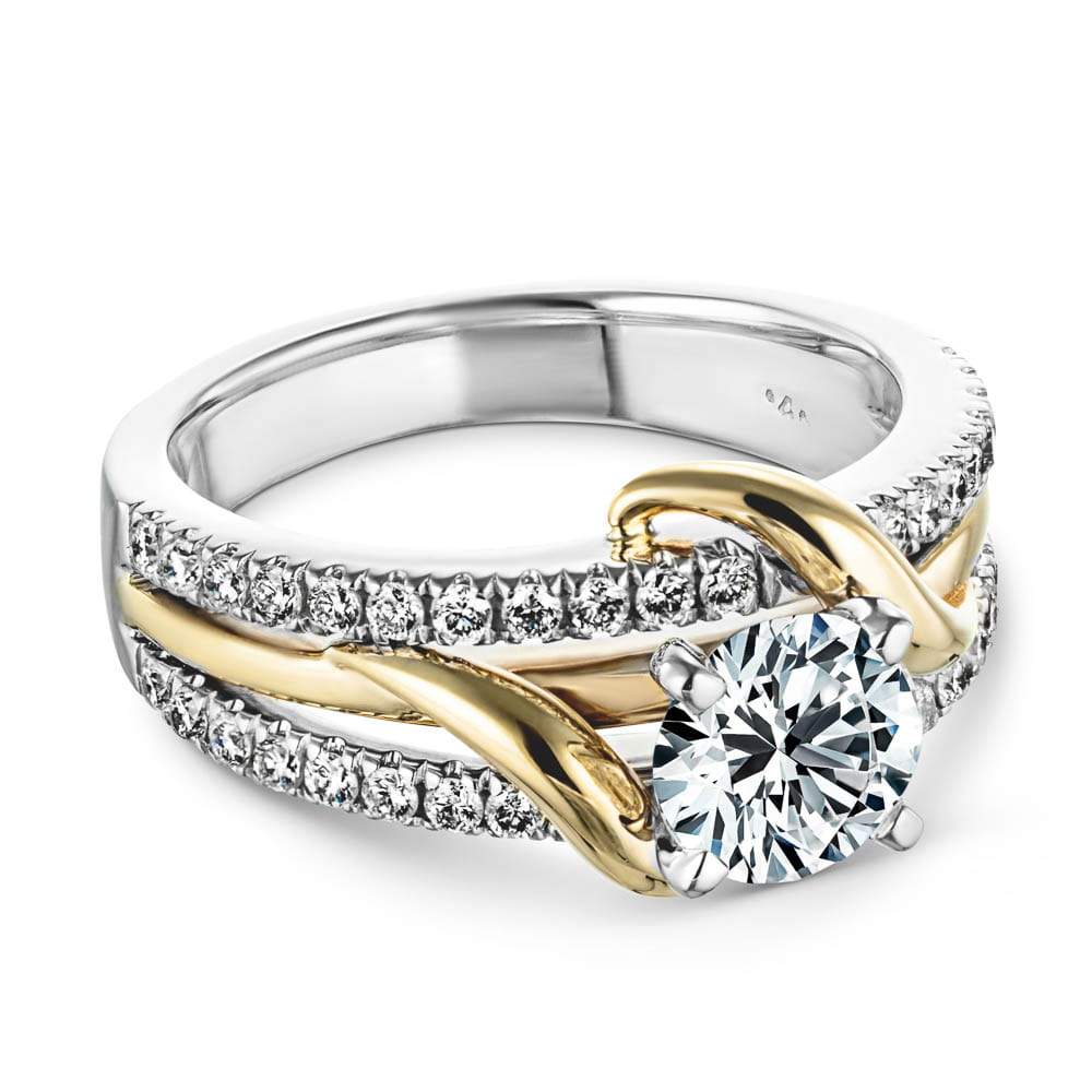 Lab Grown Hoyt Two Tone Wedding Ring Set | MiaDonna