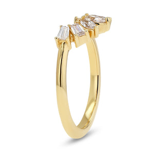 Lab grown diamond accented wedding band with contour design set in 14k yellow gold