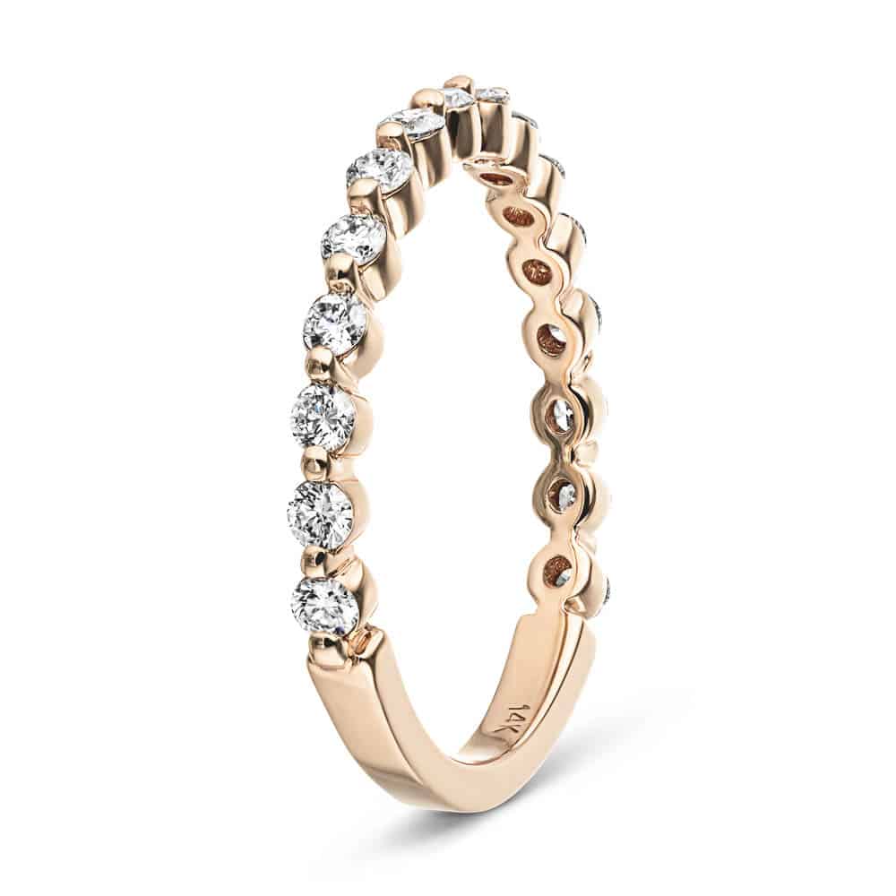 Willow Grand Wedding Band accented with recycled diamonds and set in recycled 14K rose gold 