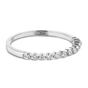  Diamond accented wedding band in recycled 14K white gold made to fit the Willow Engagement Ring