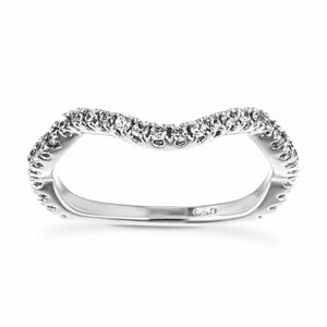  Curved diamond accented wedding band in recycled 14K white gold made to fit the Wonder Engagement ring