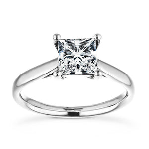  solitaire engagement ring 1.0ct Princess cut Lab-Grown Diamond in recycled 14K white gold